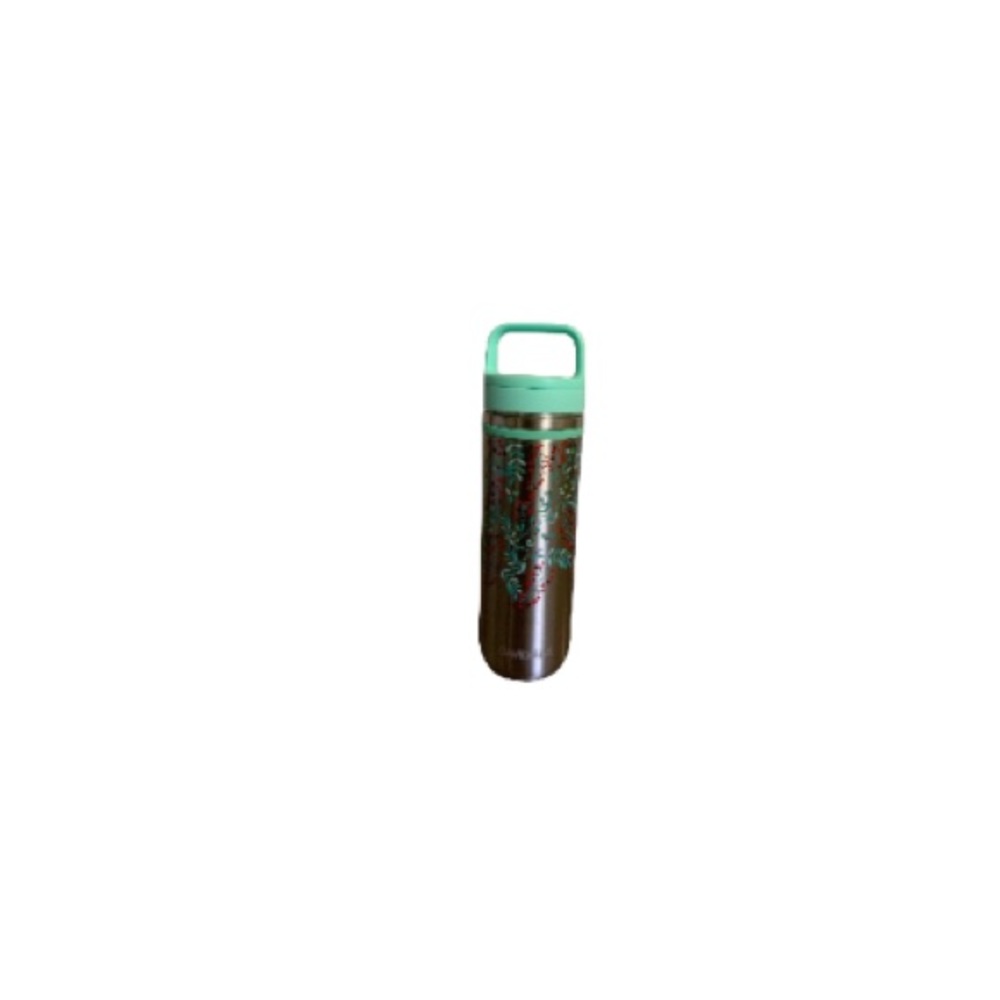 David’s Tea Silver, Red, and Mint Green Holly Tumbler with Strainer